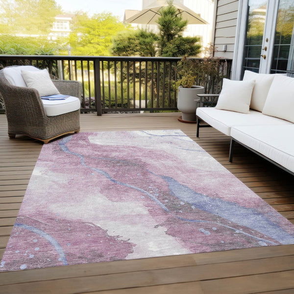 HomeRoots 5' Stylish Mauve and Pink Abstract Washable Area Rug for Indoor and Outdoor Spaces, Easy Care 5' X 8' 611382