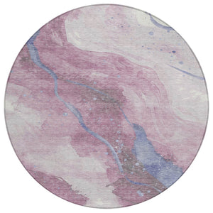 HomeRoots 5' Stylish Mauve and Pink Abstract Washable Area Rug for Indoor and Outdoor Spaces, Easy Care 8' Round 611383