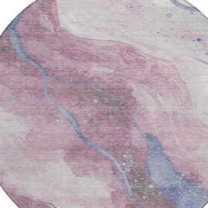 HomeRoots 5' Stylish Mauve and Pink Abstract Washable Area Rug for Indoor and Outdoor Spaces, Easy Care 8' Round 611383