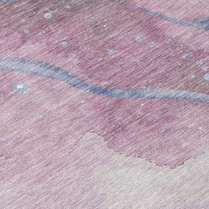 HomeRoots 5' Stylish Mauve and Pink Abstract Washable Area Rug for Indoor and Outdoor Spaces, Easy Care 8' Round 611383