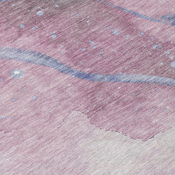 HomeRoots 5' Stylish Mauve and Pink Abstract Washable Area Rug for Indoor and Outdoor Spaces, Easy Care 8' Round 611383