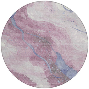 HomeRoots 5' Stylish Mauve and Pink Abstract Washable Area Rug for Indoor and Outdoor Spaces, Easy Care 8' Round 611383