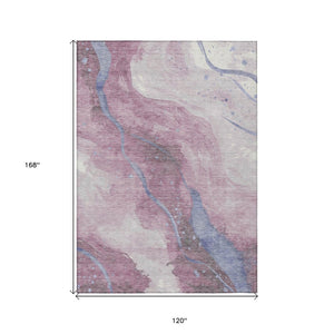 HomeRoots 5' Stylish Mauve and Pink Abstract Washable Area Rug for Indoor and Outdoor Spaces, Easy Care 10' X 14' 611386