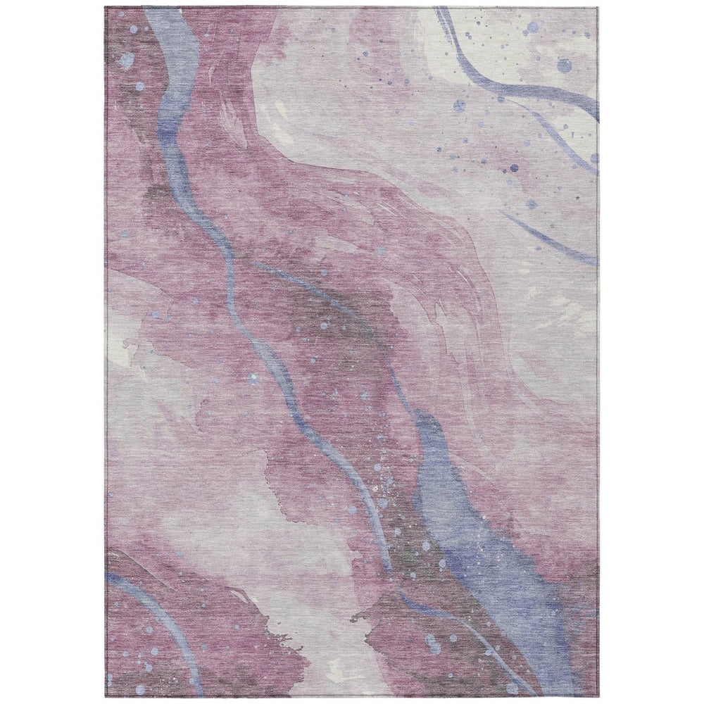 HomeRoots 5' Stylish Mauve and Pink Abstract Washable Area Rug for Indoor and Outdoor Spaces, Easy Care 10' X 14' 611386