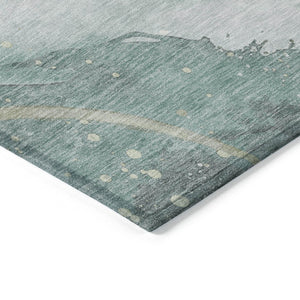 HomeRoots 5' Teal Blue and Aqua Abstract Area Rug for Indoor & Outdoor Use | Stylish, Washable & Durable Design 8' X 10' 611390