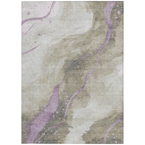 HomeRoots 5' Taupe and Lavender Abstract Area Rug - Stylish, Washable Design for Indoor and Outdoor Spaces 5' X 8' 611394