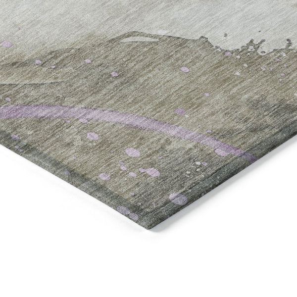 HomeRoots 5' Taupe and Lavender Abstract Area Rug - Stylish, Washable Design for Indoor and Outdoor Spaces 5' X 8' 611394
