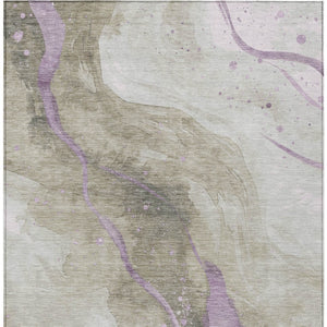 HomeRoots 5' Taupe and Lavender Abstract Area Rug - Stylish, Washable Design for Indoor and Outdoor Spaces 8' X 10' 611396