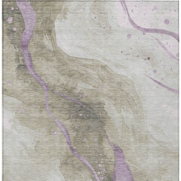 HomeRoots 5' Taupe and Lavender Abstract Area Rug - Stylish, Washable Design for Indoor and Outdoor Spaces 8' X 10' 611396