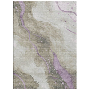 HomeRoots 5' Taupe and Lavender Abstract Area Rug - Stylish, Washable Design for Indoor and Outdoor Spaces 8' X 10' 611396