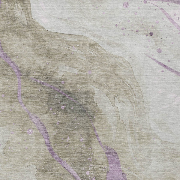 HomeRoots 9' X 12' Modern Taupe & Lavender Abstract Washable Area Rug for Indoor & Outdoor Elegance 611397