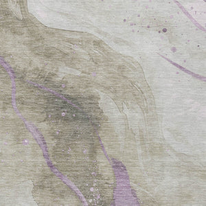 HomeRoots 5' Taupe and Lavender Abstract Area Rug - Stylish, Washable Design for Indoor and Outdoor Spaces 10' X 14' 611398