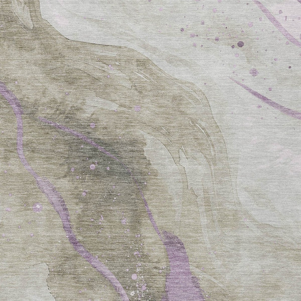 HomeRoots 5' Taupe and Lavender Abstract Area Rug - Stylish, Washable Design for Indoor and Outdoor Spaces 10' X 14' 611398