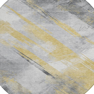 HomeRoots 5' Stylish Striped Washable Area Rug for Indoor and Outdoor Spaces - Durable, Easy-Clean Design Gold 8' x 8' 611407