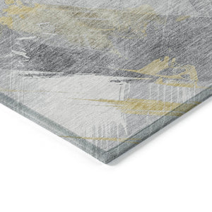HomeRoots 5' Stylish Striped Washable Area Rug for Indoor and Outdoor Spaces - Durable, Easy-Clean Design Gold 8' x 8' 611407
