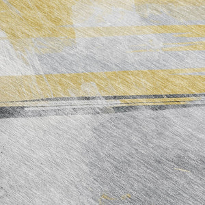 HomeRoots 5' Stylish Striped Washable Area Rug for Indoor and Outdoor Spaces - Durable, Easy-Clean Design Gold 8' x 10' 611408