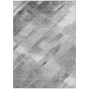 HomeRoots 5' Stylish Striped Washable Area Rug for Indoor and Outdoor Spaces - Durable, Easy-Clean Design Gray 5' x 7'6" 611412