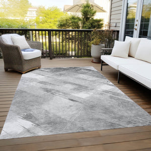 HomeRoots 5' Stylish Striped Washable Area Rug for Indoor and Outdoor Spaces - Durable, Easy-Clean Design Gray 5' x 7'6" 611412