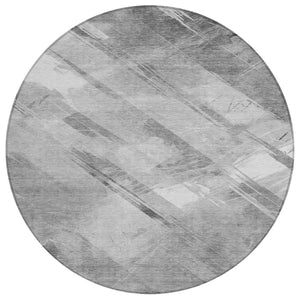 HomeRoots 5' Stylish Striped Washable Area Rug for Indoor and Outdoor Spaces - Durable, Easy-Clean Design Gray 8' x 8' 611413