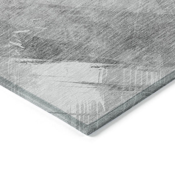 HomeRoots 5' Stylish Striped Washable Area Rug for Indoor and Outdoor Spaces - Durable, Easy-Clean Design Gray 8' x 8' 611413