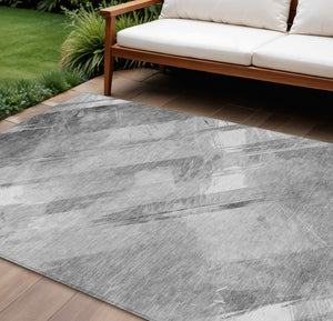 HomeRoots 5' Stylish Striped Washable Area Rug for Indoor and Outdoor Spaces - Durable, Easy-Clean Design Gray 10' x 14' 611416