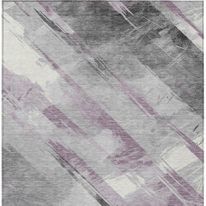 HomeRoots 5' Stylish Striped Washable Area Rug for Indoor and Outdoor Spaces - Durable, Easy-Clean Design Lavender 5' x 7'6" 611418