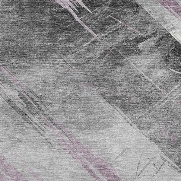 HomeRoots 5' Stylish Striped Washable Area Rug for Indoor and Outdoor Spaces - Durable, Easy-Clean Design Lavender 5' x 7'6" 611418