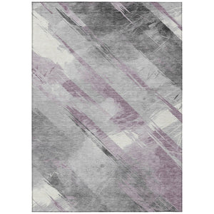 HomeRoots 5' Stylish Striped Washable Area Rug for Indoor and Outdoor Spaces - Durable, Easy-Clean Design Lavender 5' x 7'6" 611418