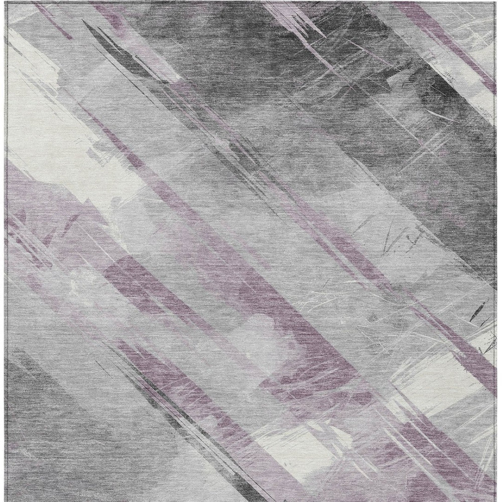 HomeRoots 5' Stylish Striped Washable Area Rug for Indoor and Outdoor Spaces - Durable, Easy-Clean Design Lavender 8' x 10' 611420
