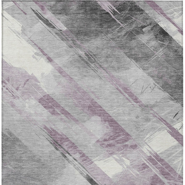 HomeRoots 5' Stylish Striped Washable Area Rug for Indoor and Outdoor Spaces - Durable, Easy-Clean Design Lavender 9' x 12' 611421