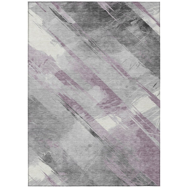 HomeRoots 5' Stylish Striped Washable Area Rug for Indoor and Outdoor Spaces - Durable, Easy-Clean Design Lavender 10' x 14' 611422