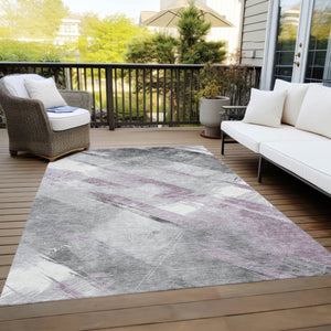 HomeRoots 5' Stylish Striped Washable Area Rug for Indoor and Outdoor Spaces - Durable, Easy-Clean Design Lavender 10' x 14' 611422