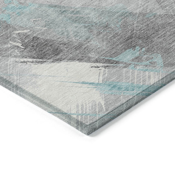HomeRoots 5' Stylish Striped Washable Area Rug for Indoor and Outdoor Spaces - Durable, Easy-Clean Design Teal 8' x 10' 611432