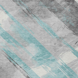 HomeRoots 5' Stylish Striped Washable Area Rug for Indoor and Outdoor Spaces - Durable, Easy-Clean Design Teal 10' x 14' 611434