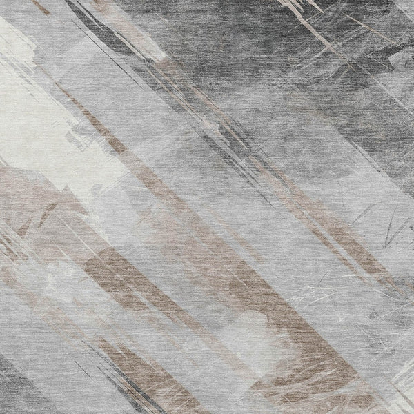 HomeRoots 5' Stylish Striped Washable Area Rug for Indoor and Outdoor Spaces - Durable, Easy-Clean Design Taupe 8' x 10' 611438