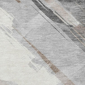 HomeRoots 5' Stylish Striped Washable Area Rug for Indoor and Outdoor Spaces - Durable, Easy-Clean Design Taupe 10' x 14' 611440