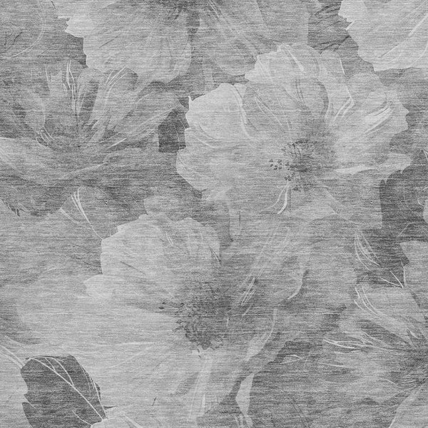 HomeRoots 5' Timeless Floral Charcoal Area Rug - Machine Washable, Durable for Indoor & Outdoor Use, Versatile Gray 5' x 7'6" 611442