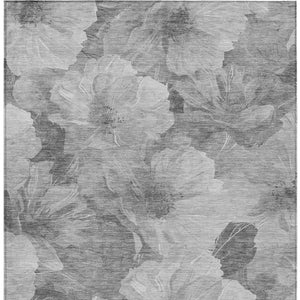 HomeRoots 5' Timeless Floral Charcoal Area Rug - Machine Washable, Durable for Indoor & Outdoor Use, Versatile Gray 8' x 10' 611444