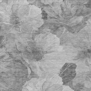 HomeRoots 5' Timeless Floral Charcoal Area Rug - Machine Washable, Durable for Indoor & Outdoor Use, Versatile Gray 9' x 12' 611445