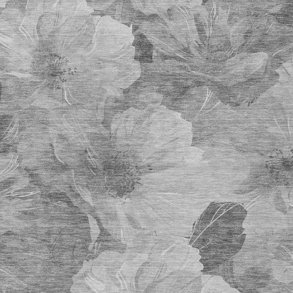 HomeRoots 5' Timeless Floral Charcoal Area Rug - Machine Washable, Durable for Indoor & Outdoor Use, Versatile Gray 9' x 12' 611445