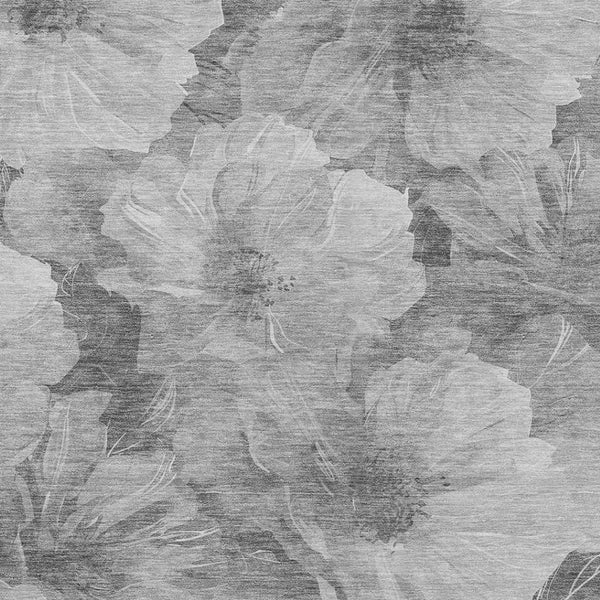 HomeRoots 5' Timeless Floral Charcoal Area Rug - Machine Washable, Durable for Indoor & Outdoor Use, Versatile Gray 10' x 14' 611446