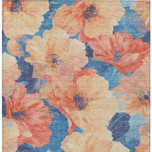HomeRoots 5' Timeless Floral Charcoal Area Rug - Machine Washable, Durable for Indoor & Outdoor Use, Versatile Peach 8' x 10' 611456