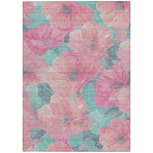 HomeRoots 5' Timeless Floral Charcoal Area Rug - Machine Washable, Durable for Indoor & Outdoor Use, Versatile Pink 10' x 14' 611464
