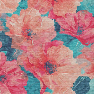 HomeRoots 5' Timeless Floral Charcoal Area Rug - Machine Washable, Durable for Indoor & Outdoor Use, Versatile Salmon 8' x 10' 611474