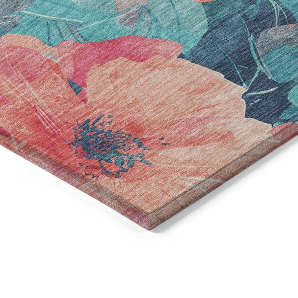 HomeRoots 5' Timeless Floral Charcoal Area Rug - Machine Washable, Durable for Indoor & Outdoor Use, Versatile Salmon 10' x 14' 611476