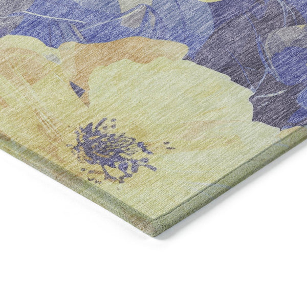 HomeRoots 5' Timeless Floral Charcoal Area Rug - Machine Washable, Durable for Indoor & Outdoor Use, Versatile Wheat 5' x 7'6" 611478