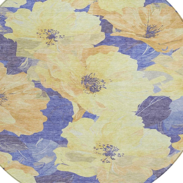 HomeRoots 5' Timeless Floral Charcoal Area Rug - Machine Washable, Durable for Indoor & Outdoor Use, Versatile Wheat 8' x 8' 611479