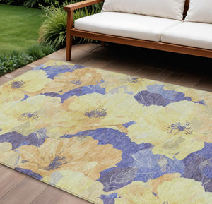HomeRoots 5' Timeless Floral Charcoal Area Rug - Machine Washable, Durable for Indoor & Outdoor Use, Versatile Wheat 8' x 10' 611480