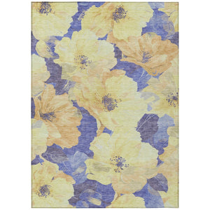 HomeRoots 5' Timeless Floral Charcoal Area Rug - Machine Washable, Durable for Indoor & Outdoor Use, Versatile Wheat 8' x 10' 611480