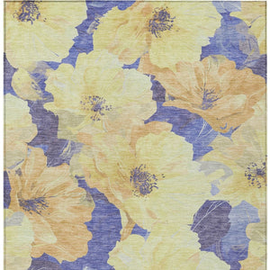 HomeRoots 5' Timeless Floral Charcoal Area Rug - Machine Washable, Durable for Indoor & Outdoor Use, Versatile Wheat 8' x 10' 611480
